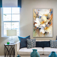 Abstract white flowers painting