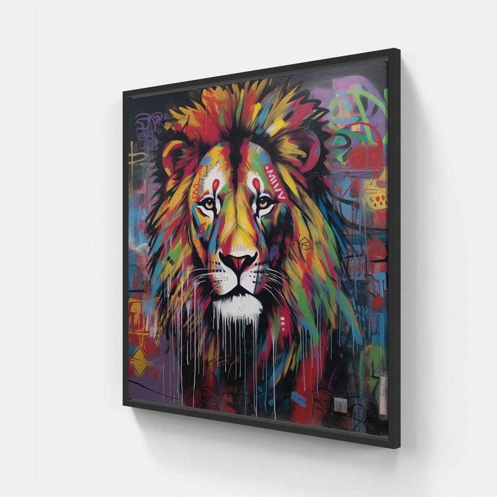 Lion Roars Astonish-Canvas-artwall-20x20 cm-Black-Artwall