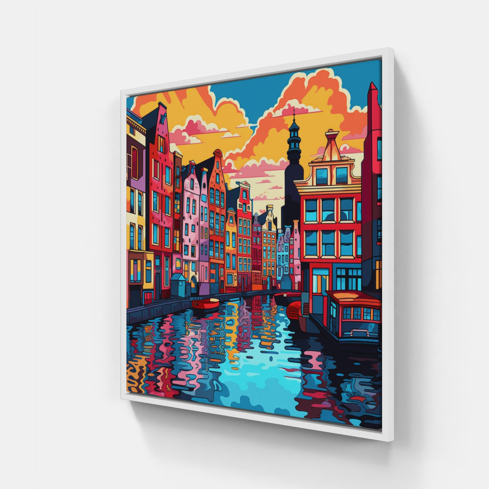 Canal Colors: Amsterdam-Canvas-artwall-20x20 cm-White-Artwall