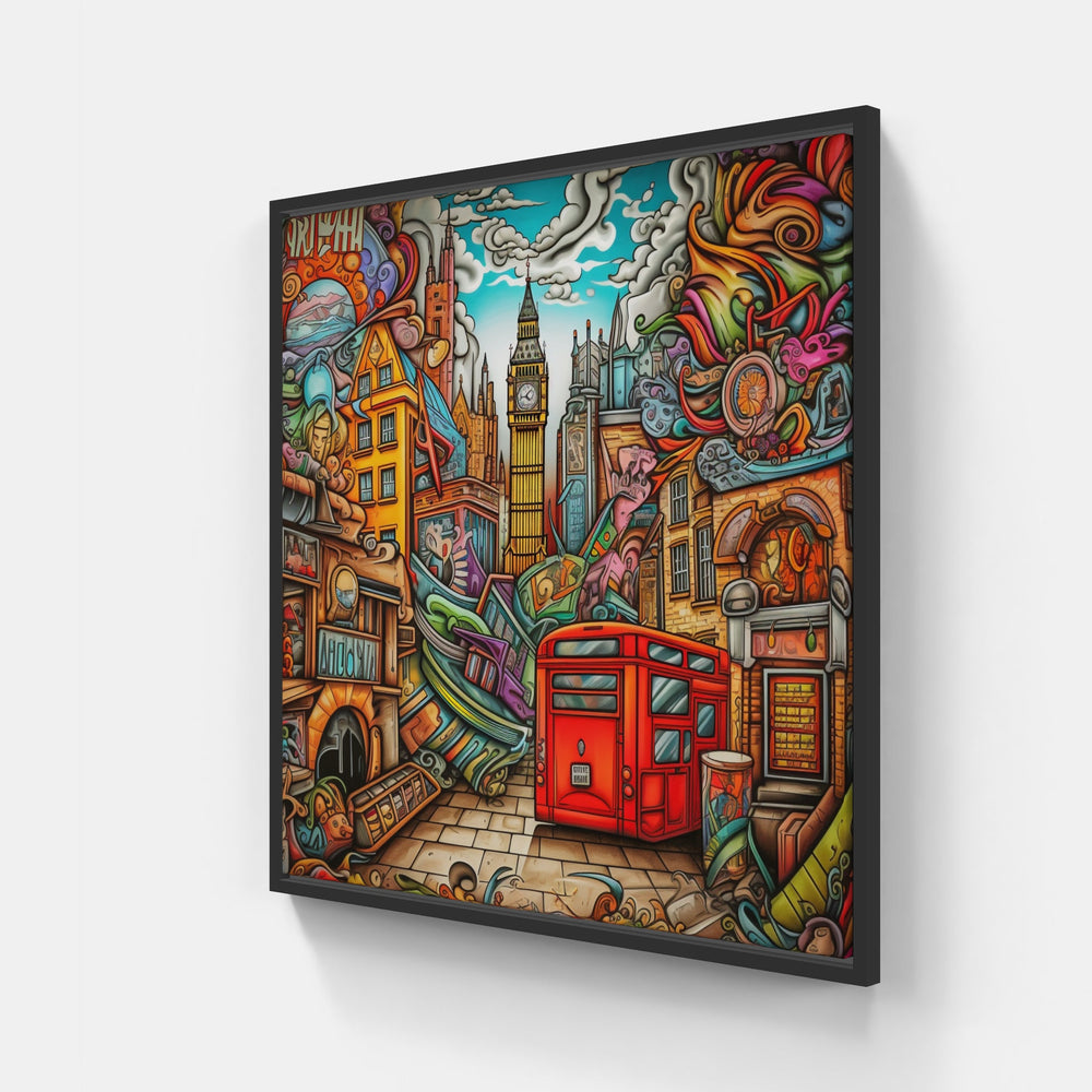 London Vibrant Melodies-Canvas-artwall-20x20 cm-Black-Artwall