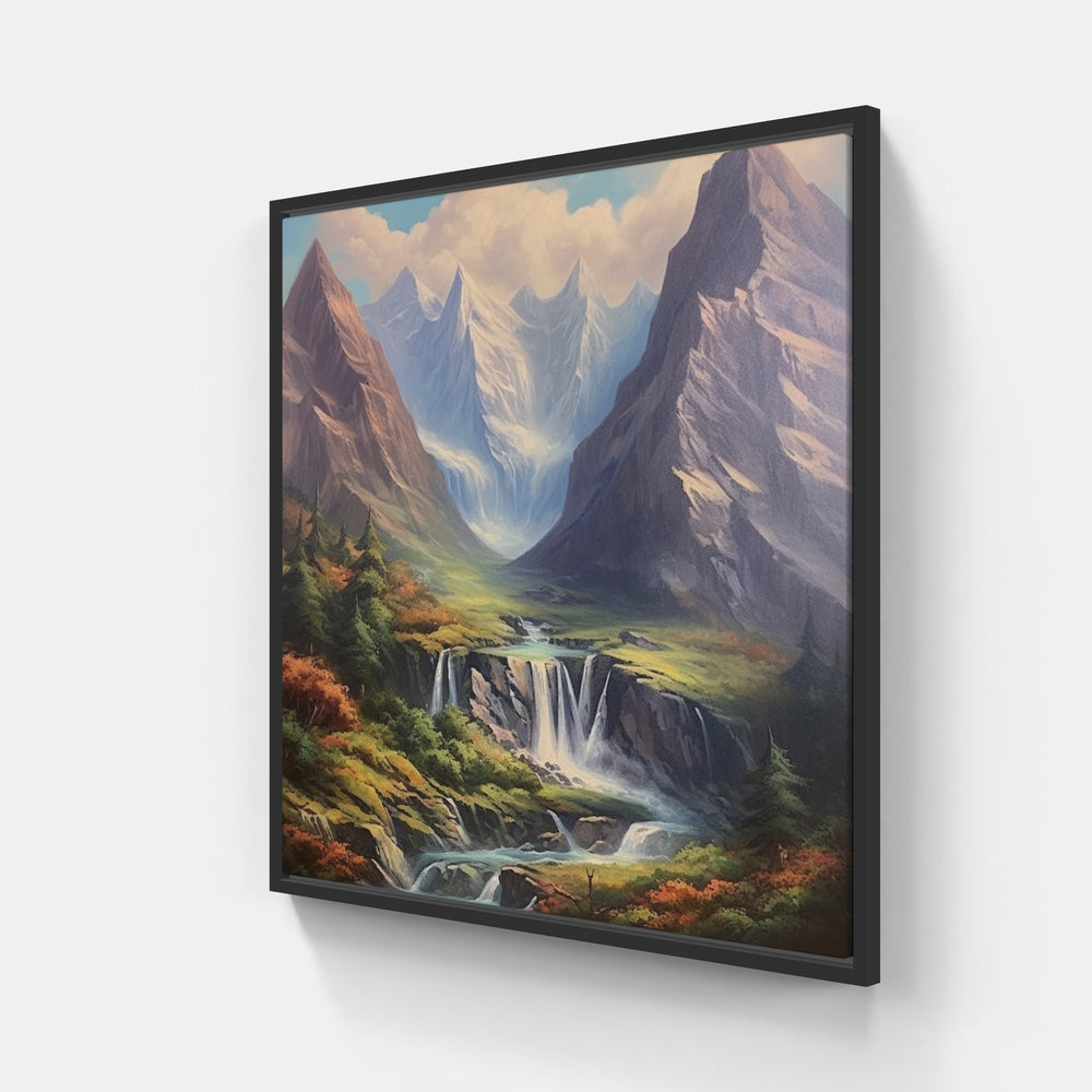 Majestic Mountain Range-Canvas-artwall-20x20 cm-Black-Artwall