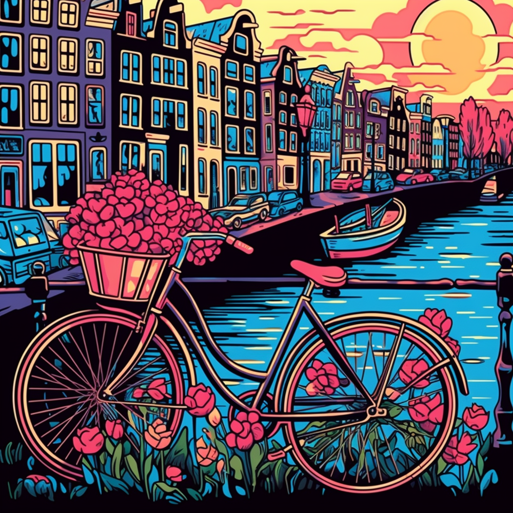 Biking Through Amsterdam-Canvas-artwall-Artwall