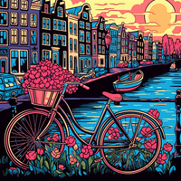 Biking Through Amsterdam-Canvas-artwall-Artwall