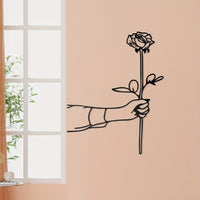 Décoration Murale en Métal "Rose à la Main"