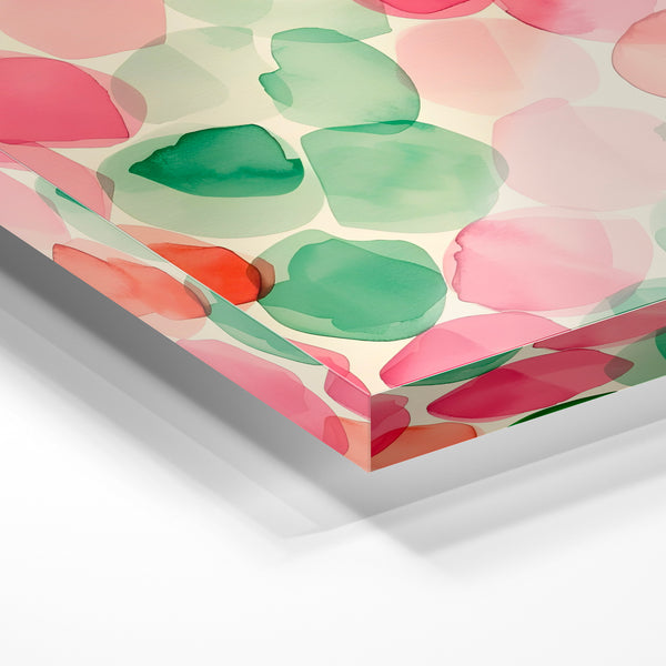 Affiche géométrique bohème, roses et verts — Verre acrylique