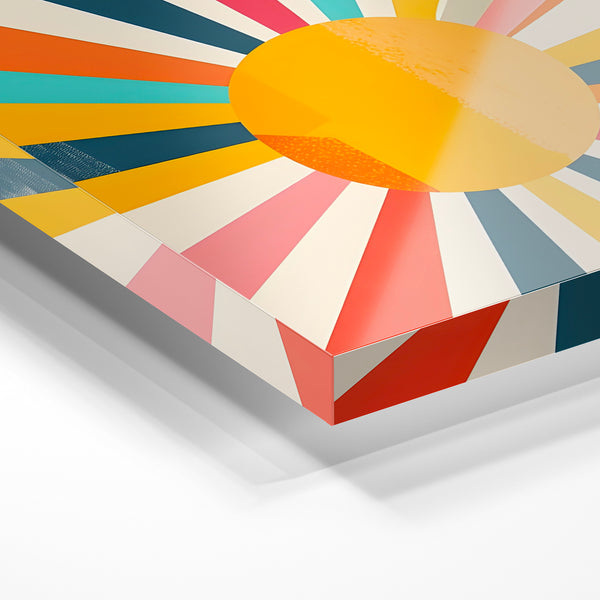 Soleil rayonnant pop art rétro multicolore — Verre acrylique