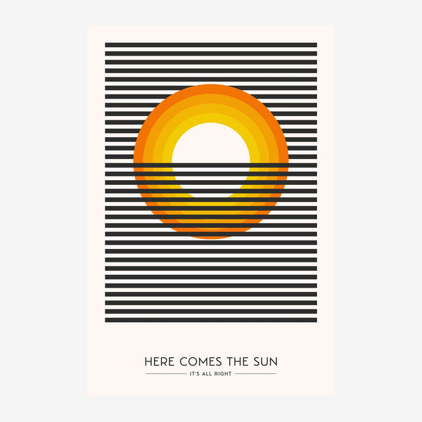 Soleil orange et noir géométrique, affiche minimaliste — Toile sur châssis