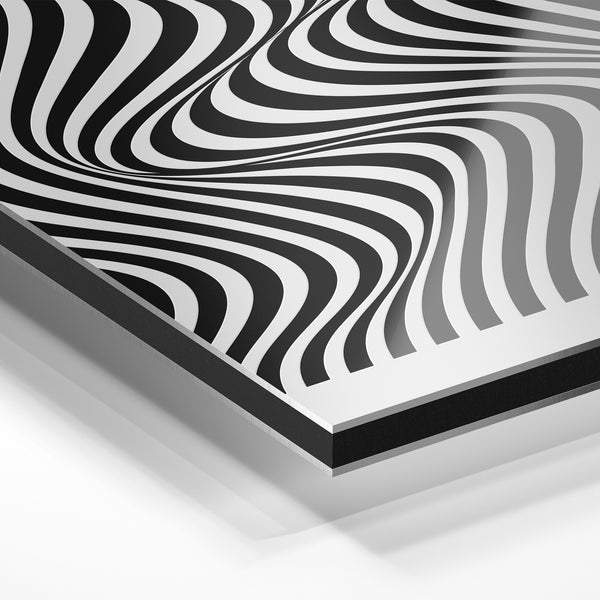 Affiche géométrique abstraite noir et blanc — Aluminium Dibond relief 3D