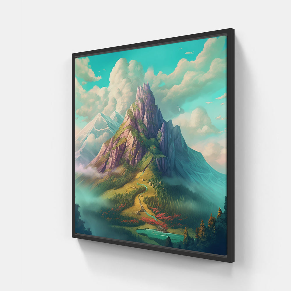Captivating Mountain Peaks-Canvas-artwall-20x20 cm-Black-Artwall