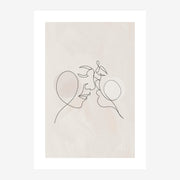Deux profils en dialogue, line art minimaliste