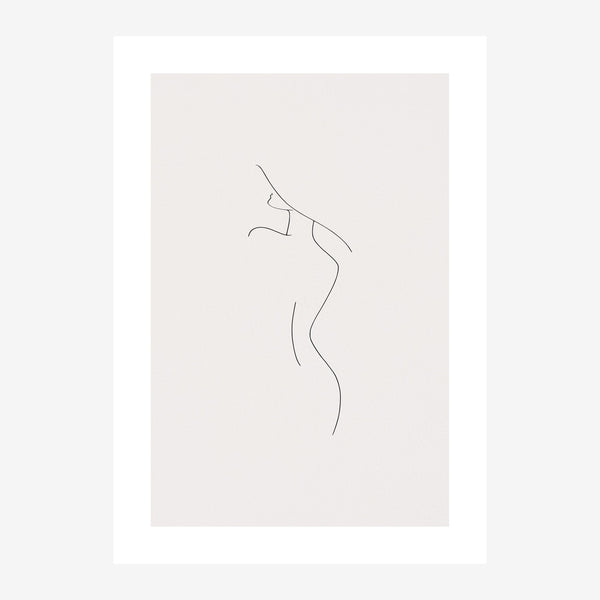 Silhouette épurée en line art beige et blanc — Toile sur châssis