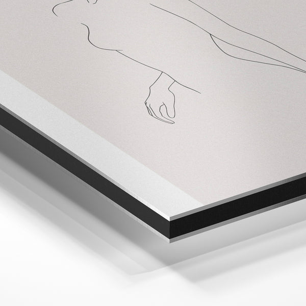 Silhouette minimaliste au trait fin et beige — Aluminium Dibond