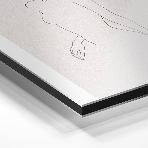 Silhouette minimaliste au trait fin et beige — Aluminium Dibond relief 3D