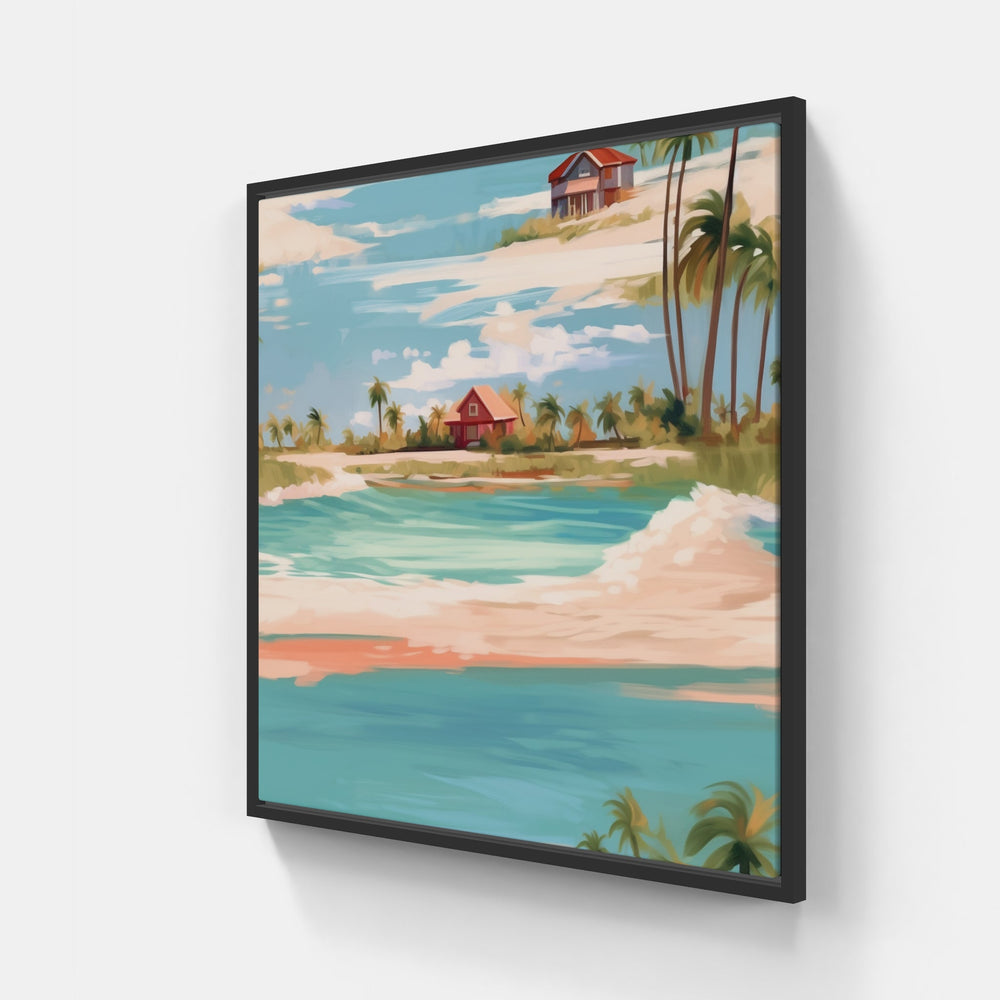 Lighthouse Coastal Calm-Canvas-artwall-20x20 cm-Black-Artwall