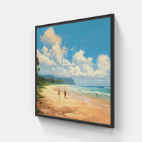 Surfing Sandy Horizons-Canvas-artwall-20x20 cm-Black-Artwall