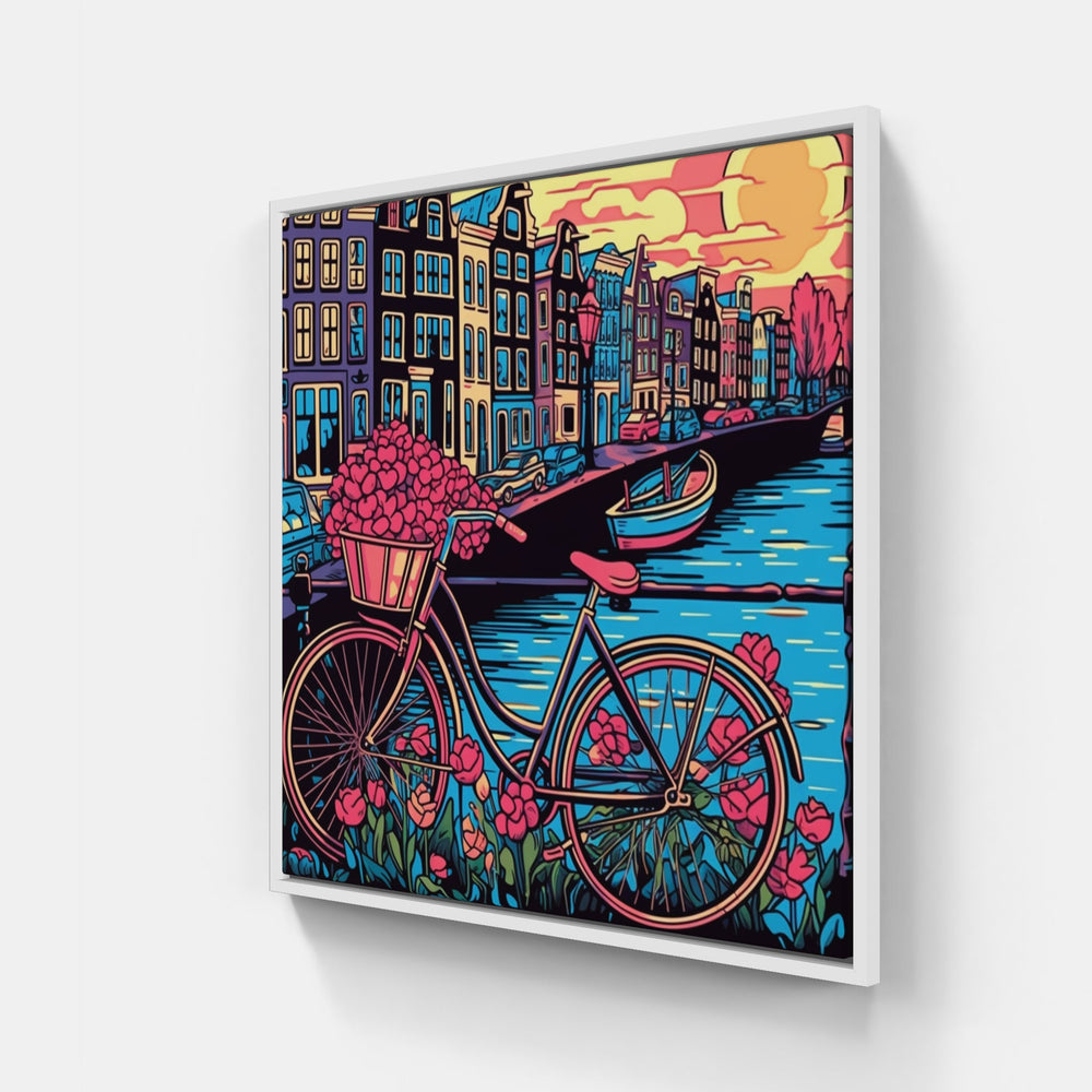 Biking Through Amsterdam-Canvas-artwall-20x20 cm-White-Artwall