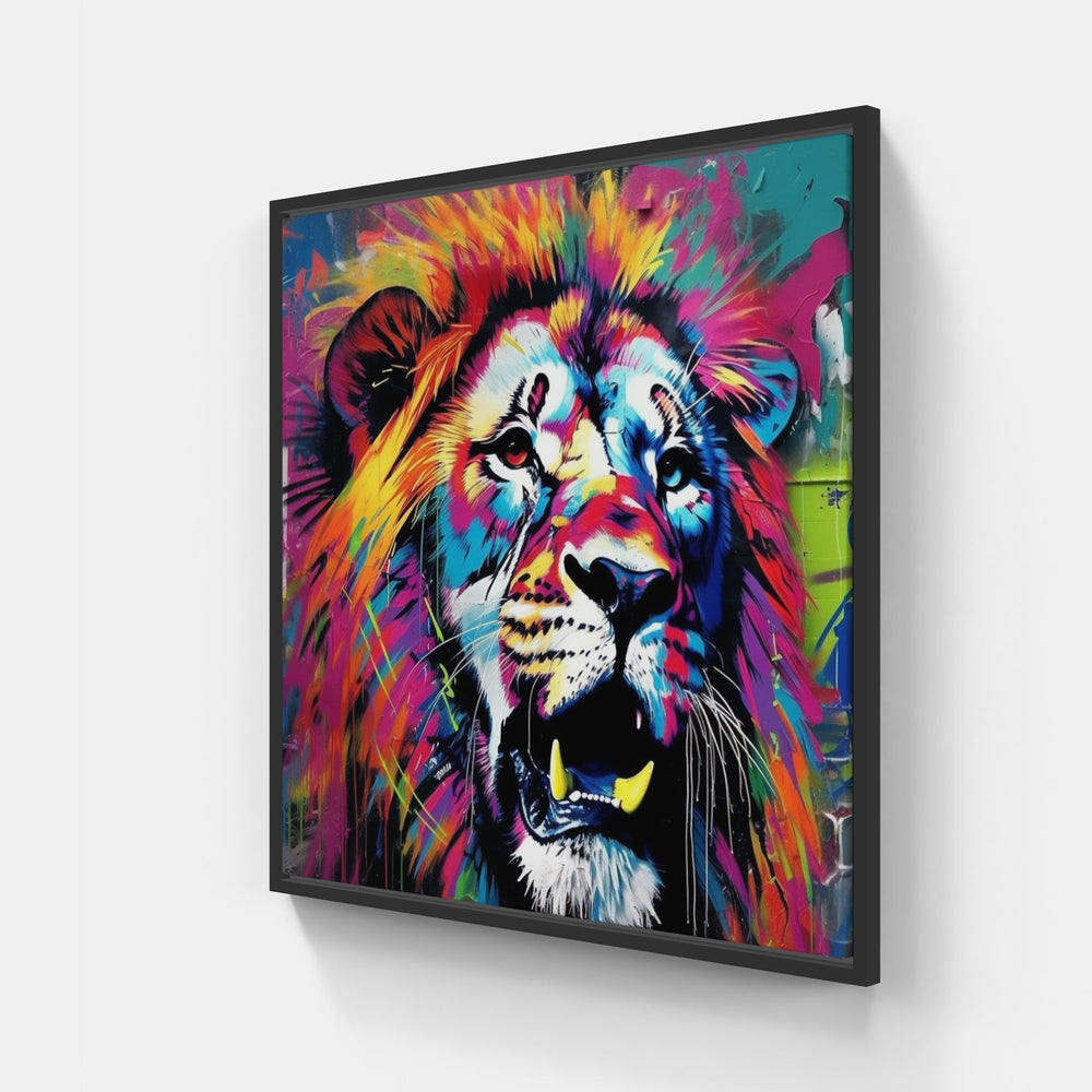 Lion Roar Brave Strong-Canvas-artwall-20x20 cm-Black-Artwall