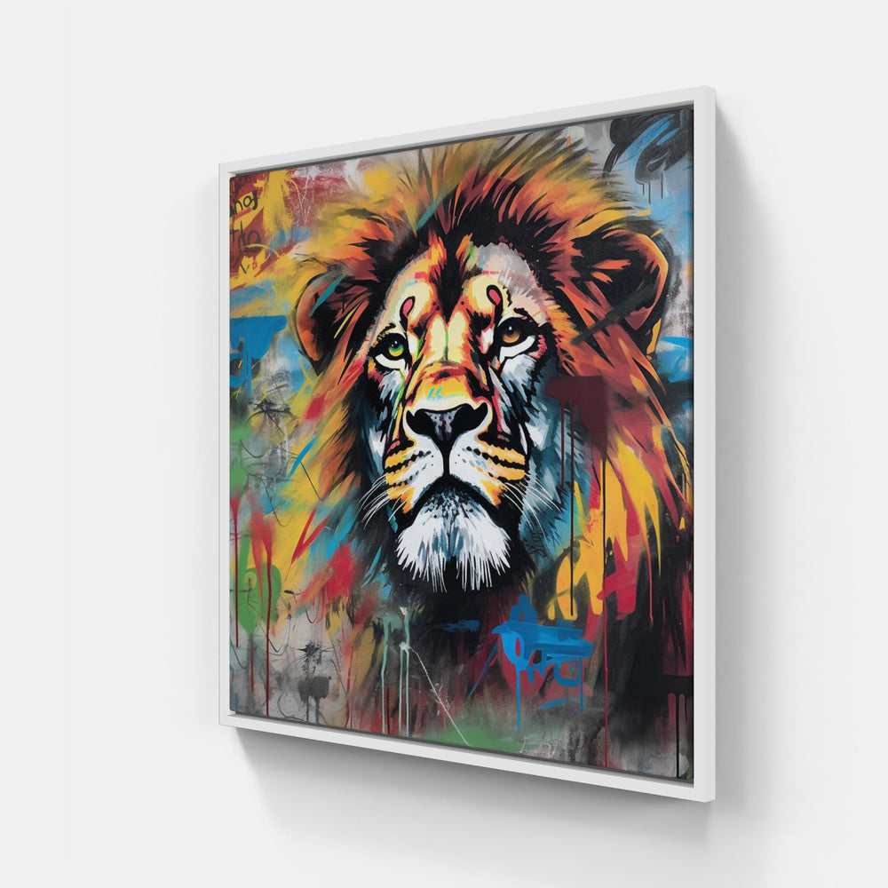 Lion roaring bravely-Canvas-artwall-20x20 cm-White-Artwall