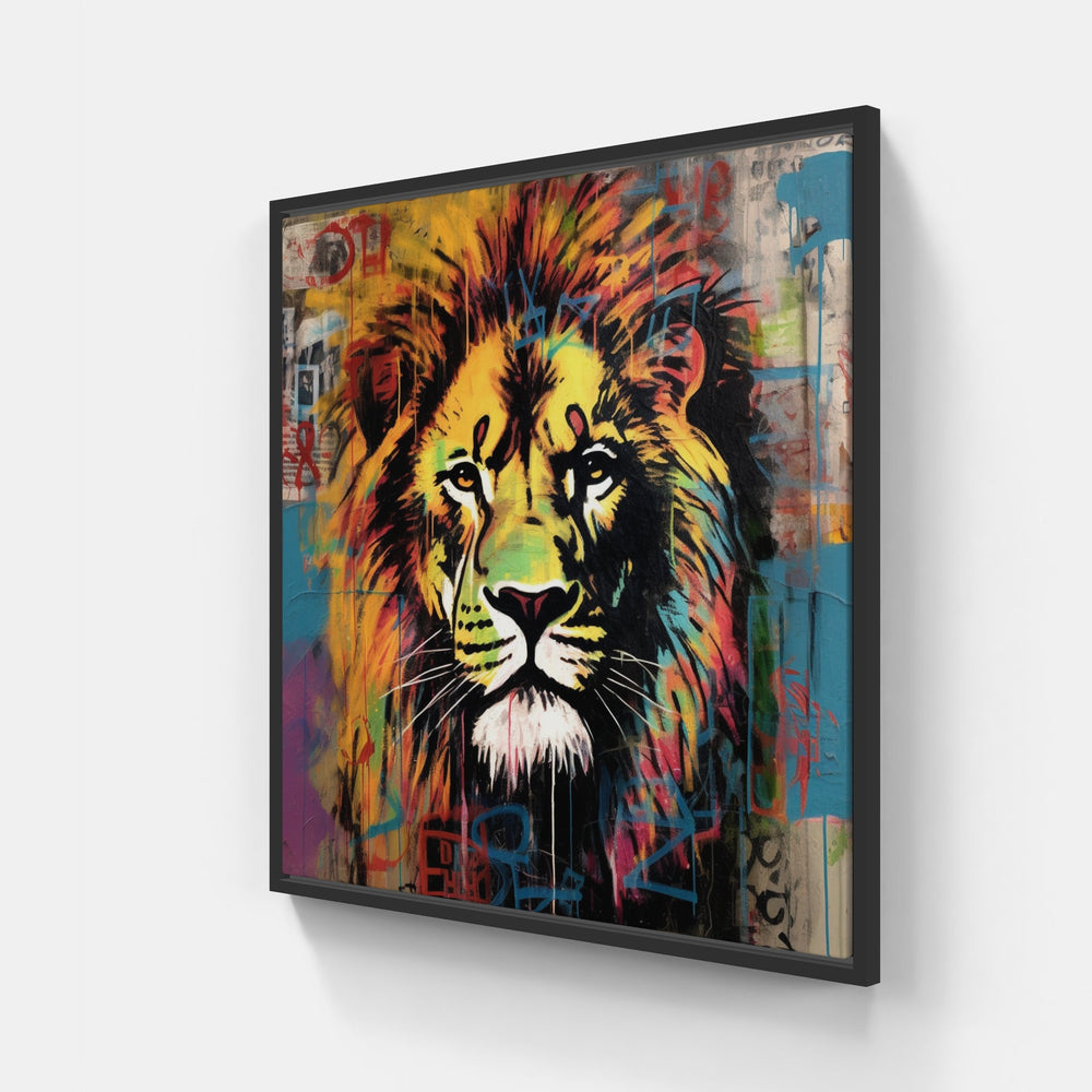 Lion Roar Bravely-Canvas-artwall-20x20 cm-Black-Artwall