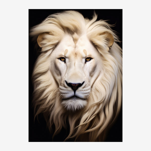 Portrait de lion blanc et noir, style réaliste — Toile sur châssis