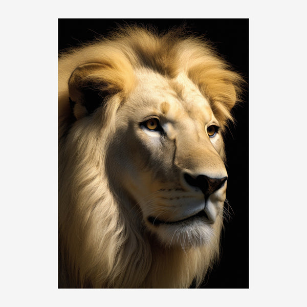 Portrait de lion noir et blanc, style réaliste — Toile sur châssis