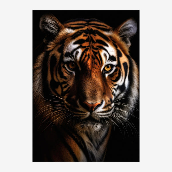 Tigre aux yeux d'ambre, portrait noir et blanc — Toile sur châssis