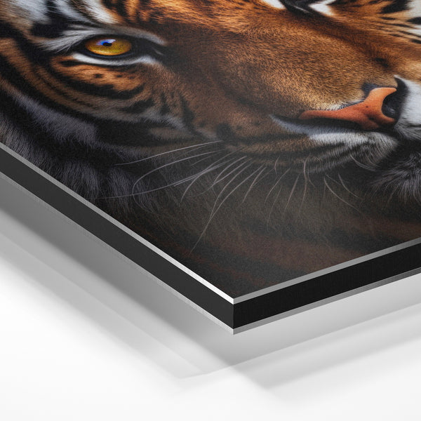 Portrait de tigre aux yeux d'or réaliste — Aluminium Dibond