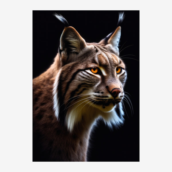 Lynx aux yeux ambrés, portrait noir et blanc — Toile sur châssis