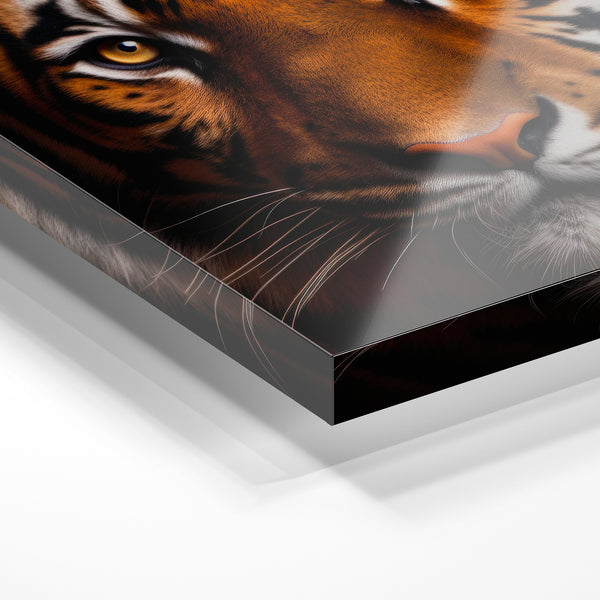 Tigre noir et orange, portrait intensité — Verre acrylique