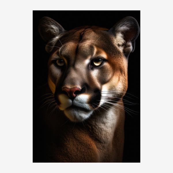 Portrait de cougar noir et or minimaliste — Toile sur châssis