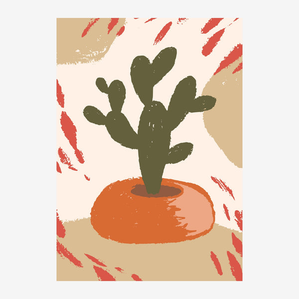 Cactus stylisé en pot orange - Art botanique — Toile sur châssis