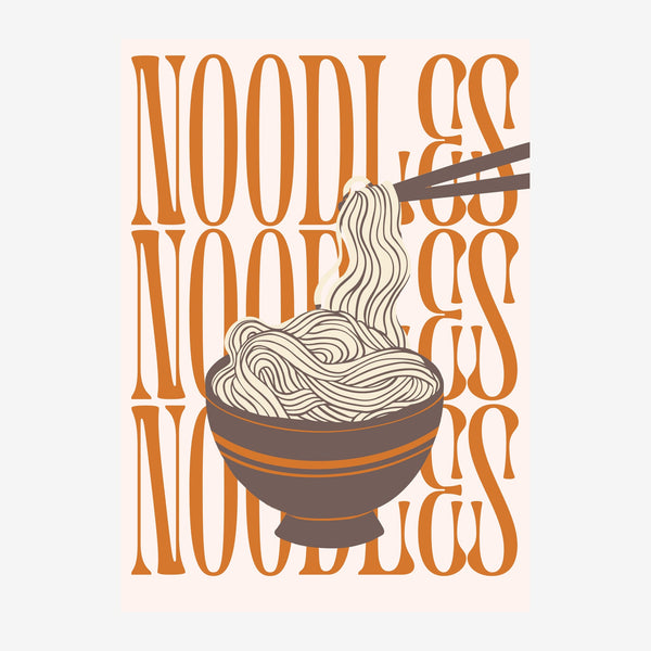 Noodles rétro orange et gris, affiche graphique — Toile sur châssis