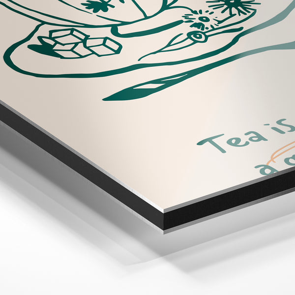 Affiche thé minimaliste, beige et vert sauge — Aluminium Dibond relief 3D