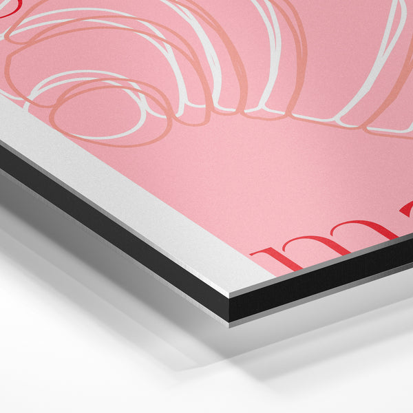 Le Matin - Affiche rose et rouge avec mains — Aluminium Dibond
