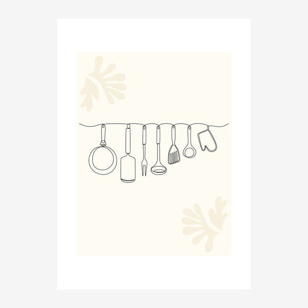 Ustensiles suspendus, ligne épurée scandinave — Toile sur châssis