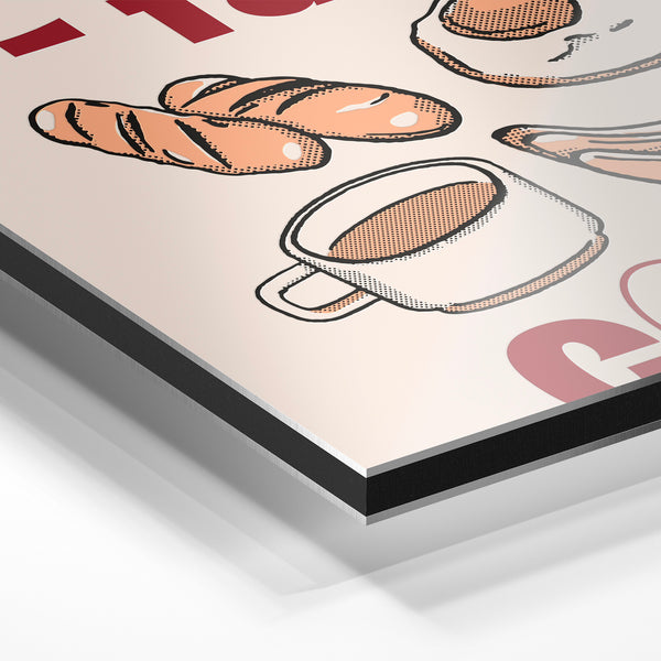 Breakfast Club, affiche rétro beige et terracotta — Aluminium Dibond relief 3D