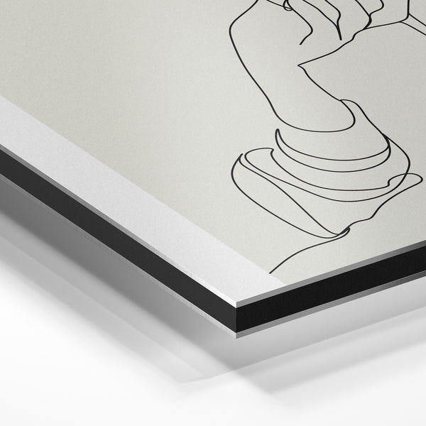 Main tenant un verre de vin, line art minimaliste — Aluminium Dibond