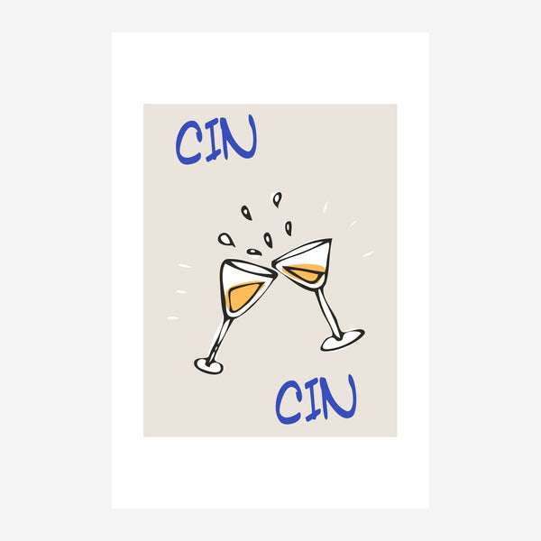 Affiche Cin Cin verre de vin line art minimaliste — Toile sur châssis