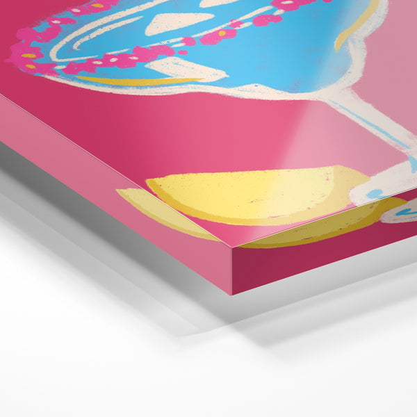 Margarita rose et bleu, affiche cocktail colorée — Verre acrylique