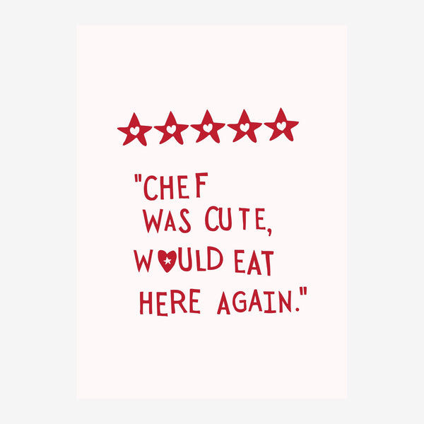 Chef était mignon – affiche restaurant rouge et blanc — Toile sur châssis