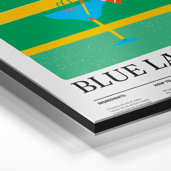 Blue Lagoon - Affiche cocktail art déco retro — Aluminium Dibond