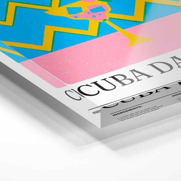 Cuba Daiquiri – Affiche Cocktail Pop Art Géométrique — Verre acrylique