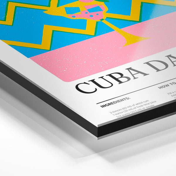 Cuba Daiquiri – Affiche Cocktail Pop Art Géométrique — Aluminium Dibond relief 3D