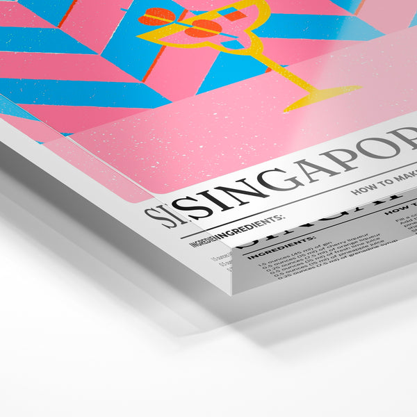 Singapore Sling – Affiche cocktail géométrique — Verre acrylique