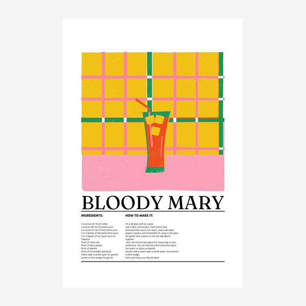 Affiche Bloody Mary géométrique jaune et rose — Toile sur châssis