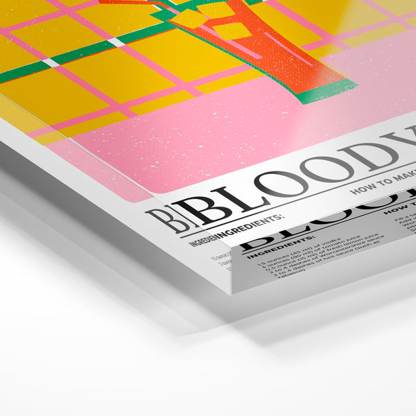 Affiche Bloody Mary géométrique jaune et rose — Verre acrylique