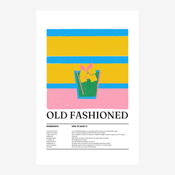 Affiche Old Fashioned pop art jaune et rose — Toile sur châssis