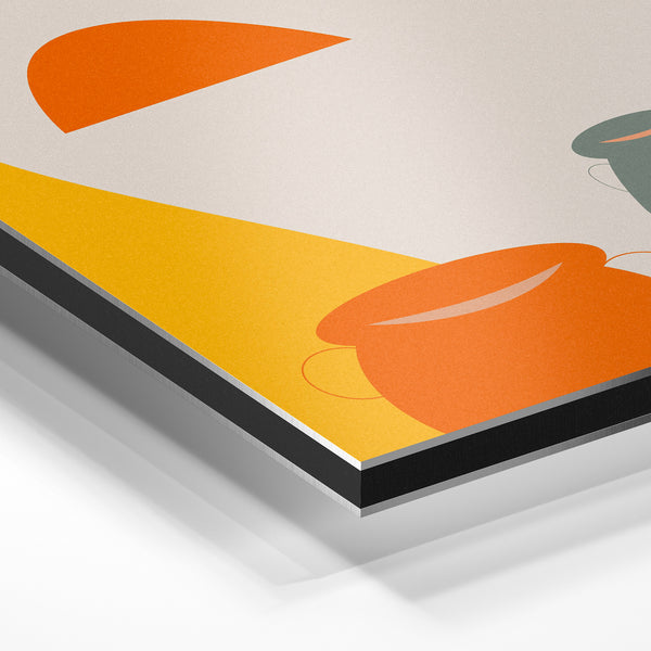 Composition de céramiques et formes abstraites ocre — Aluminium Dibond
