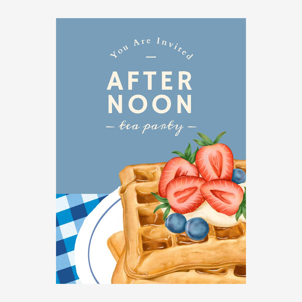 Affiche Afternoon Tea Party, bleu ciel et gaufre — Toile sur châssis