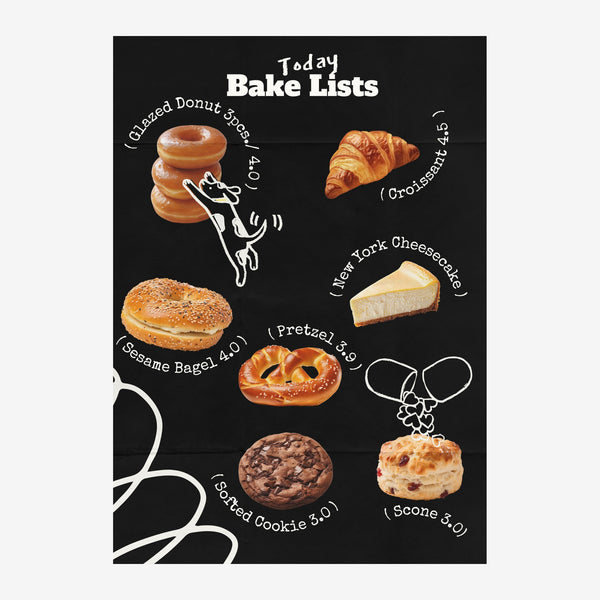 Affiche liste de pâtisseries du jour noir et blanc — Toile sur châssis